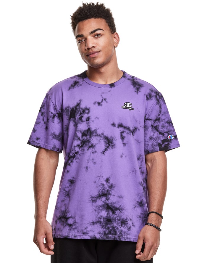 Champion Mens T-Shirt NZ - Galaxy Dye Embroidered C Logo & Script Applique Purple/Black ( 8951-UPCGF